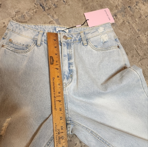 NWT AVEC LES FILLES straight leg highrise side slit light wash jeans size 29 (8) - Picture 15 of 16